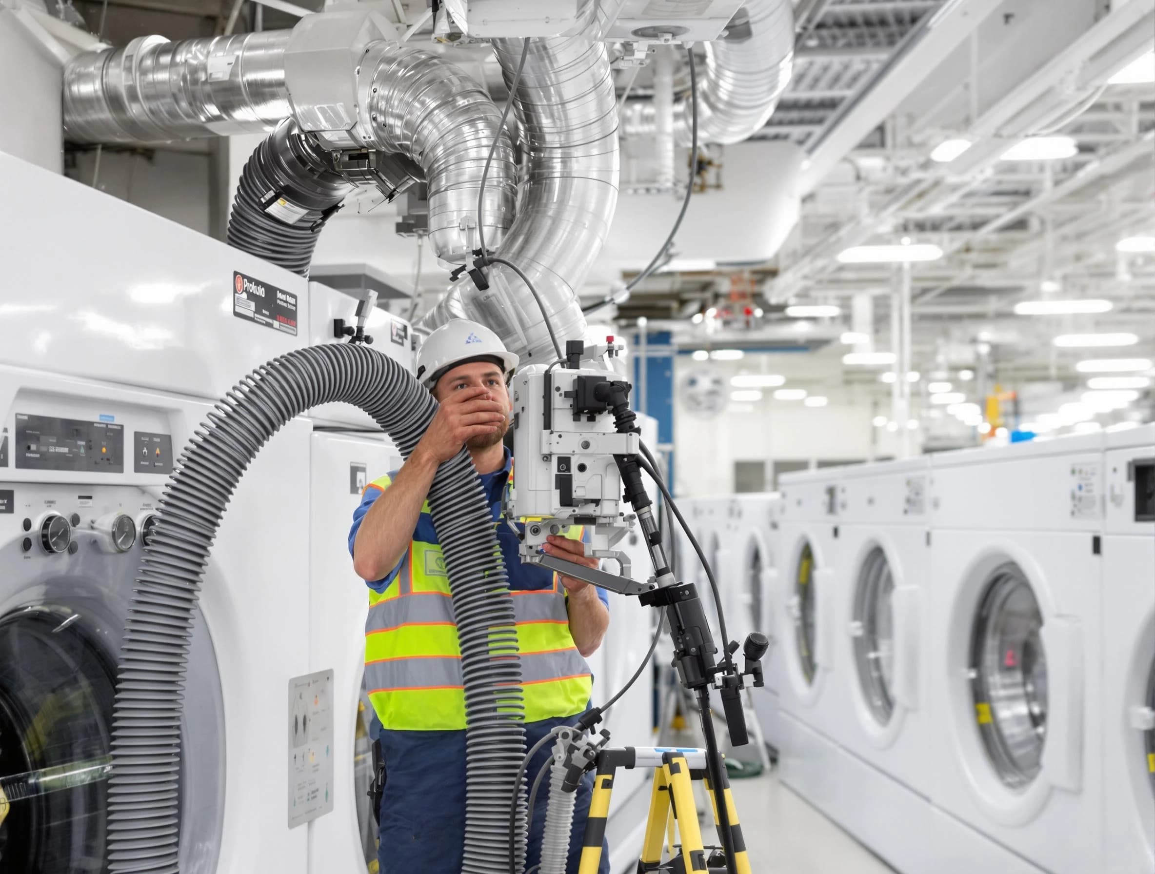 Butler Dryer Vent Cleaning team performing commercial-grade dryer vent cleaning at a business facility in Butler