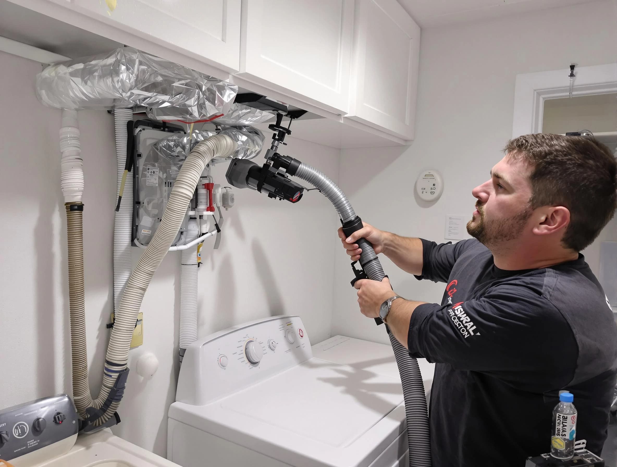 Butler Dryer Vent Cleaning certified technician performing safety-focused gas dryer vent cleaning in Butler