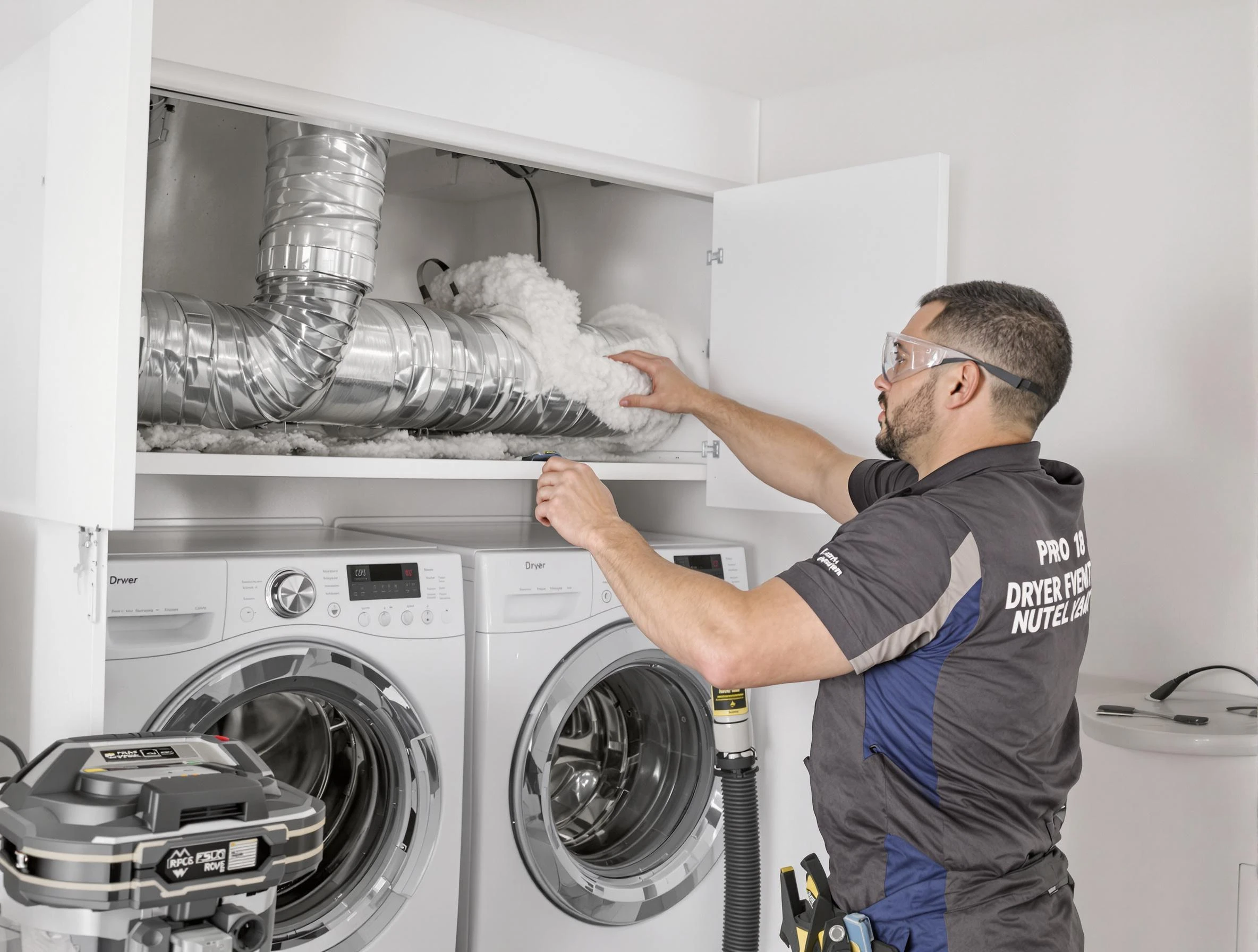 Butler Dryer Vent Cleaning certified technician performing specialized gas dryer vent cleaning in Butler