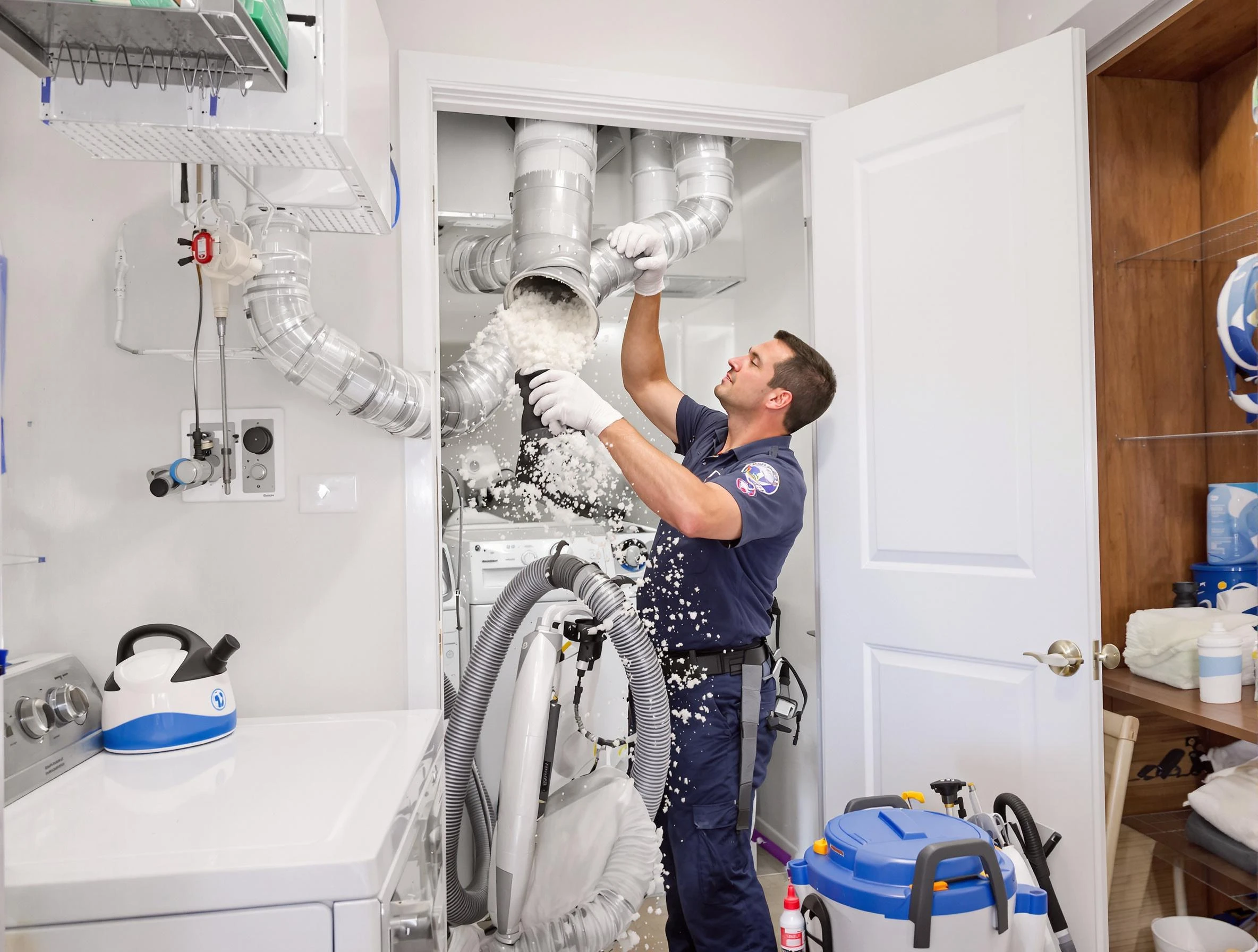 Butler Dryer Vent Cleaning technician delivering thorough residential dryer vent cleaning service in Butler